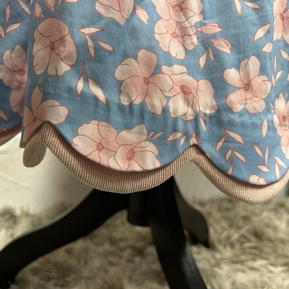 Dondolo Blue Pink Floral Smocked Scallop Hem Midi Dress Woman’s Size Large - Picture 8 of 11